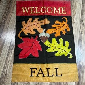 Autumn Fall Leaves Acorns Flag House Decorative Garden Banner 40x28 Vintage